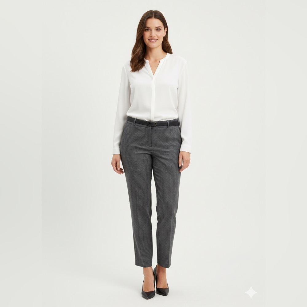 Banana Republic The Martin Fit wool blend grey pin striped trouser pants size 8P